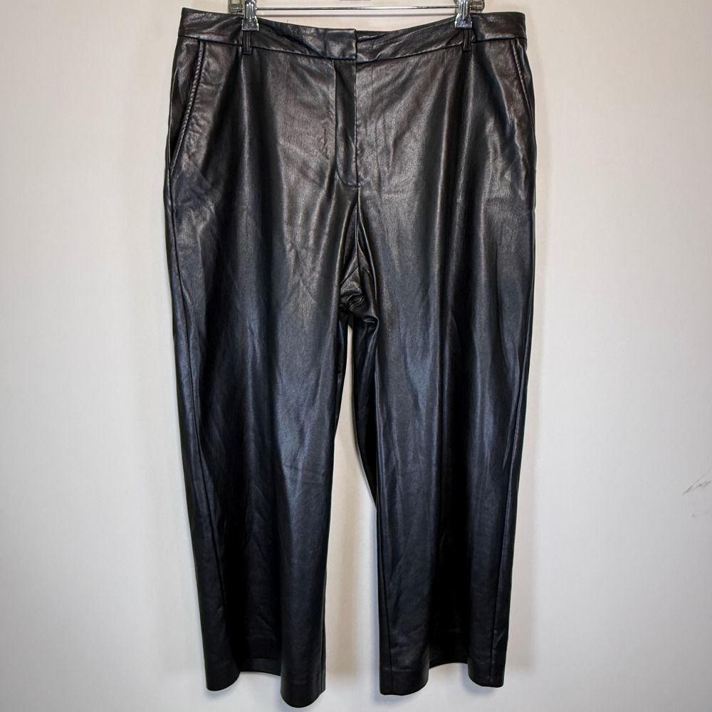 Hugo Boss Women's? Size 38 Black Soft Leather Pants Straight‎ Leg Versatile SEE